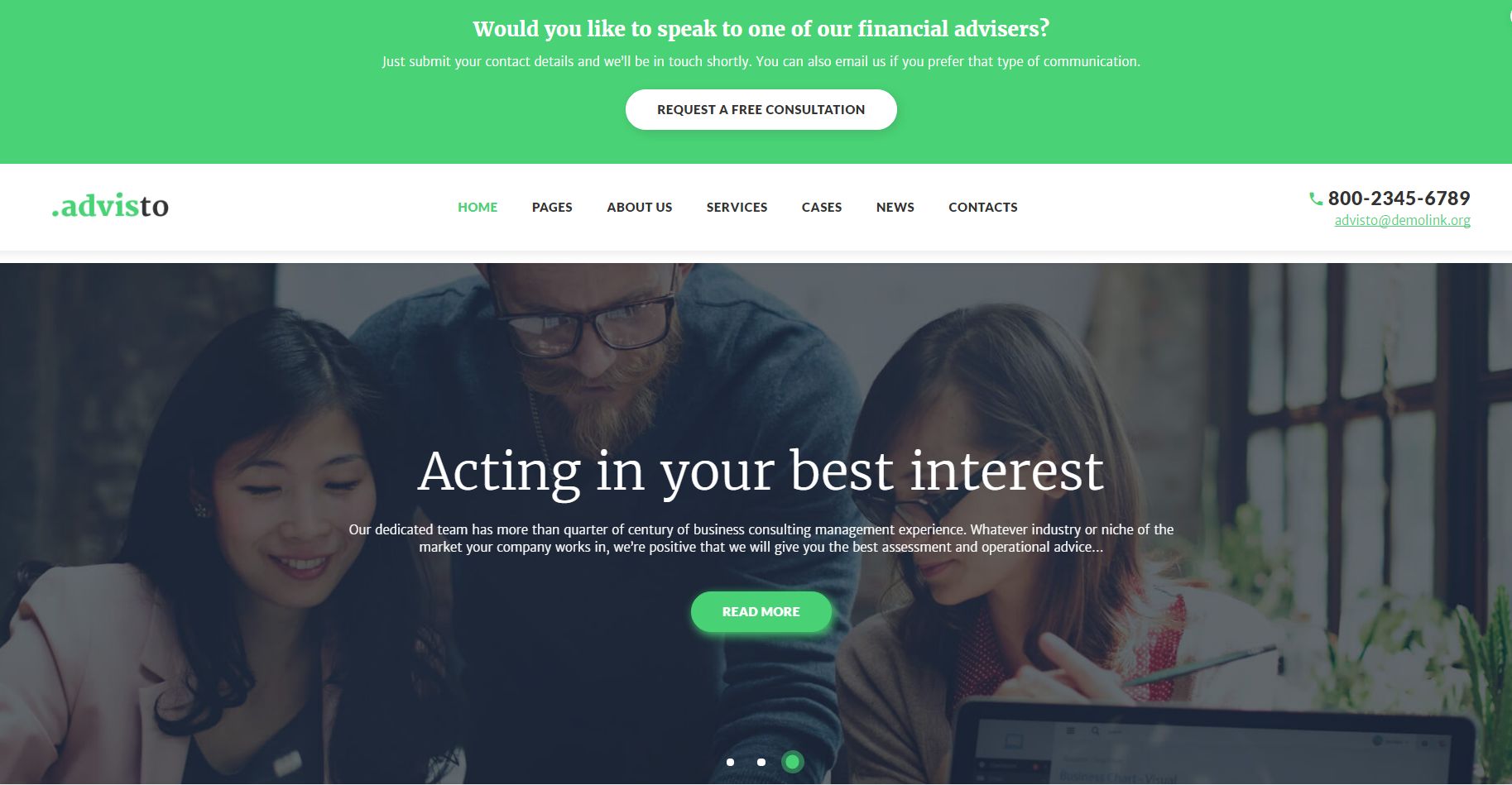 Advisto - Financial Advisor Consultancy WordPress Theme
