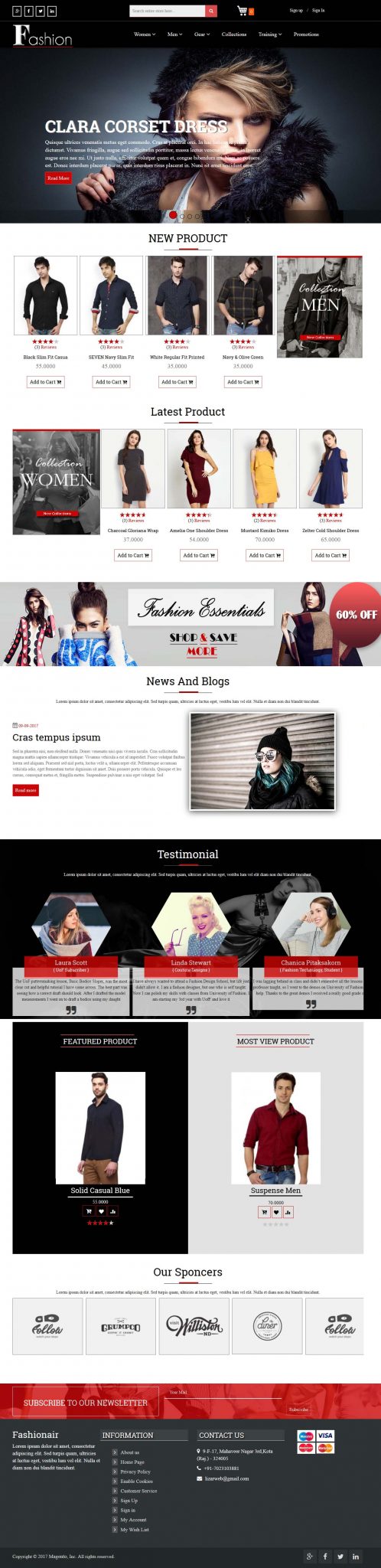 screenshot of premium fashion theme on magento