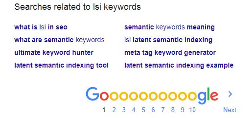 lsi keywords on google search