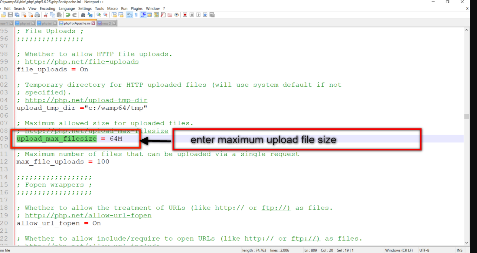 increase upload file size in wordpress through php file