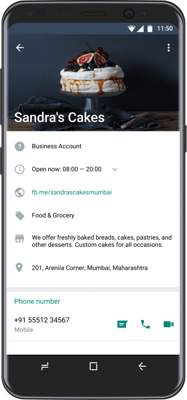 sandra cake whatsapp business