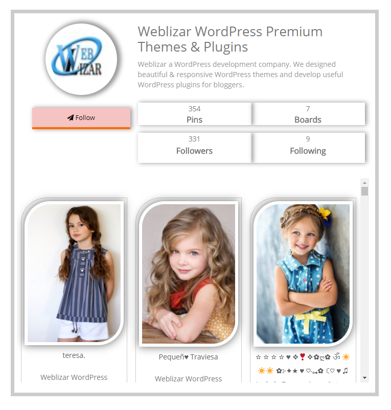 Pinterest Feed Pro WordPress Plugin Live Preview