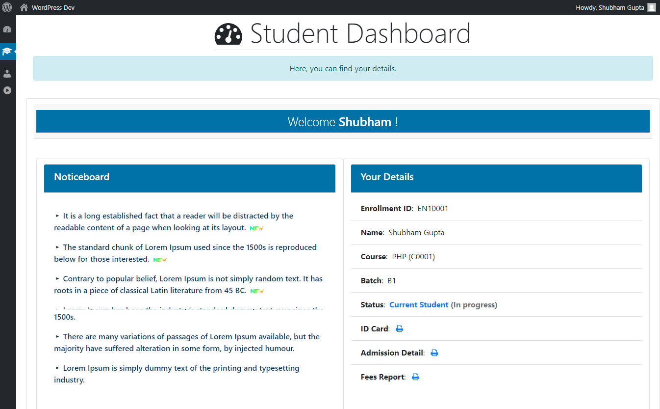 Institute-Management-Student-Dashboard