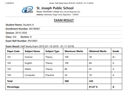 Print Exam Results