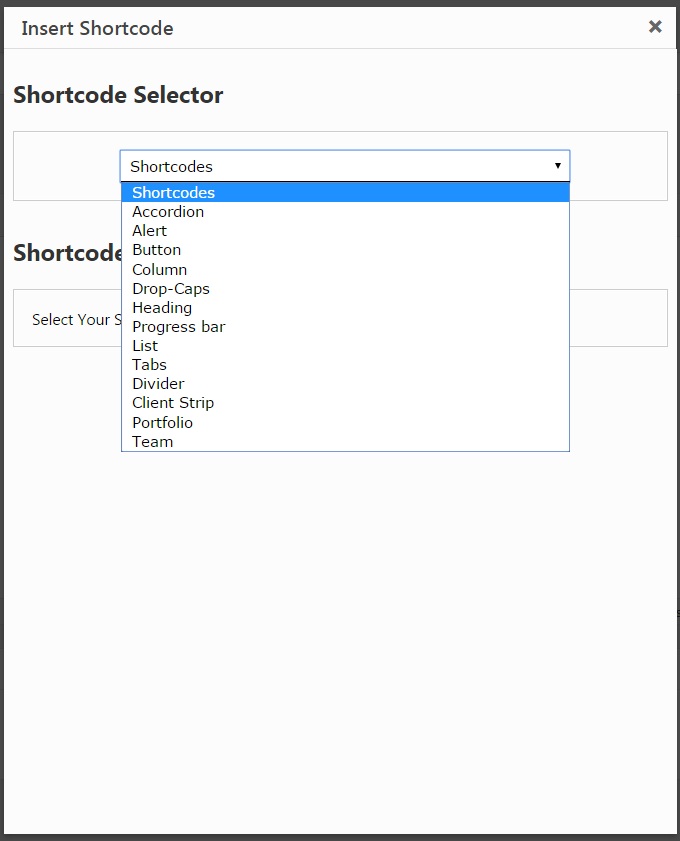 shortcode selector