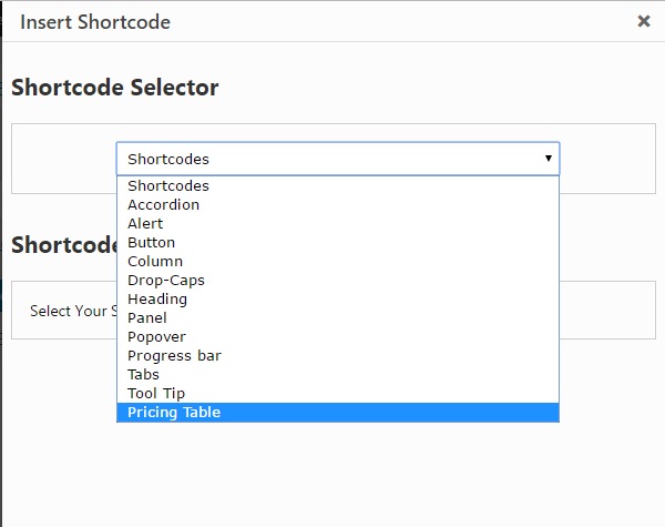 shortcode settings
