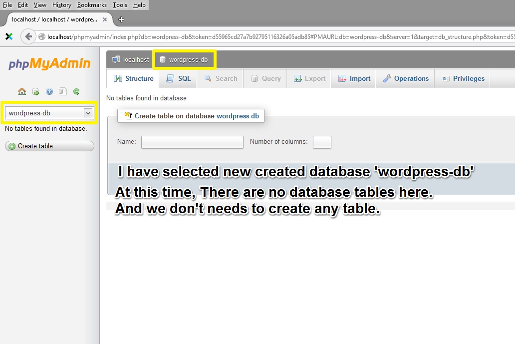 Select Database "wordpress-db"