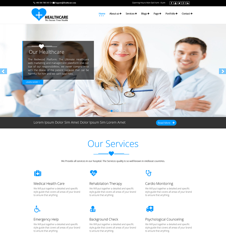 Medical Healthcare Premium WordPress Theme Weblizar
