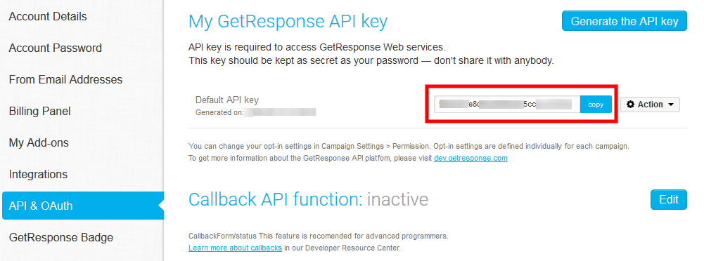 Getresponse-API-key-generate