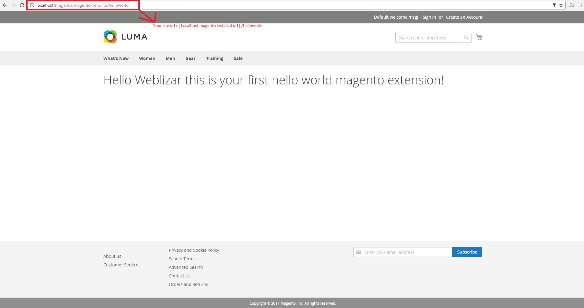 create an extension in magento output