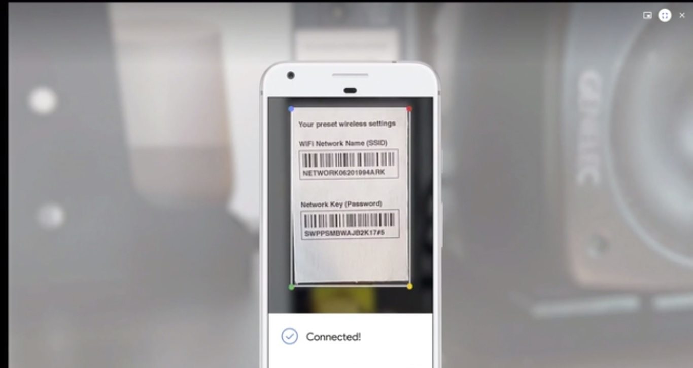 google lens demo where you can connect to your home wifi by scanning sticker behind your router