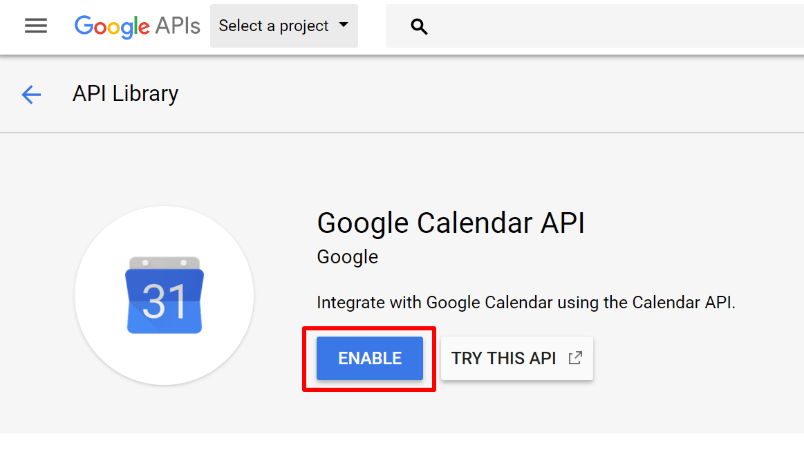 enable google api button
